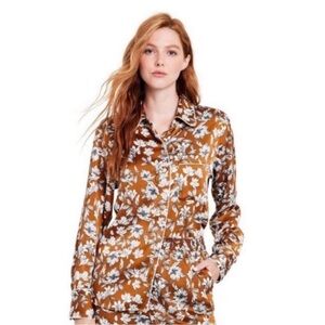 La Ligne Target Floral Print Satin Blouse Brown Size Small